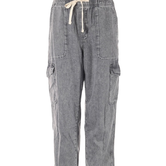 GAP Denim - GAP Gray Washed Cargo Jeans with Drawstring Waist (Large)
